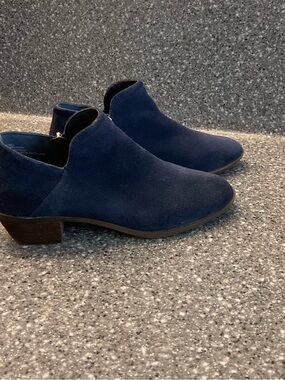 Crown and Ivy Navy Suede Ankle Booties